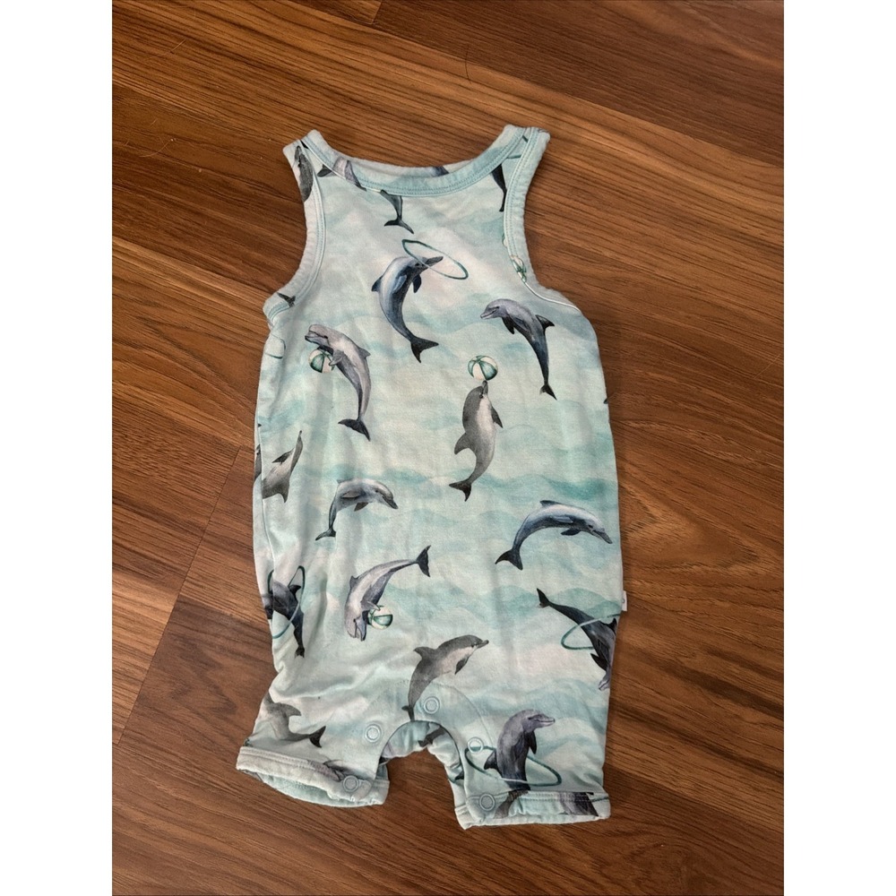 Posh Peanut Baby Boys 3-6 Months Blue Dolphins Romper Outfit Bamboo